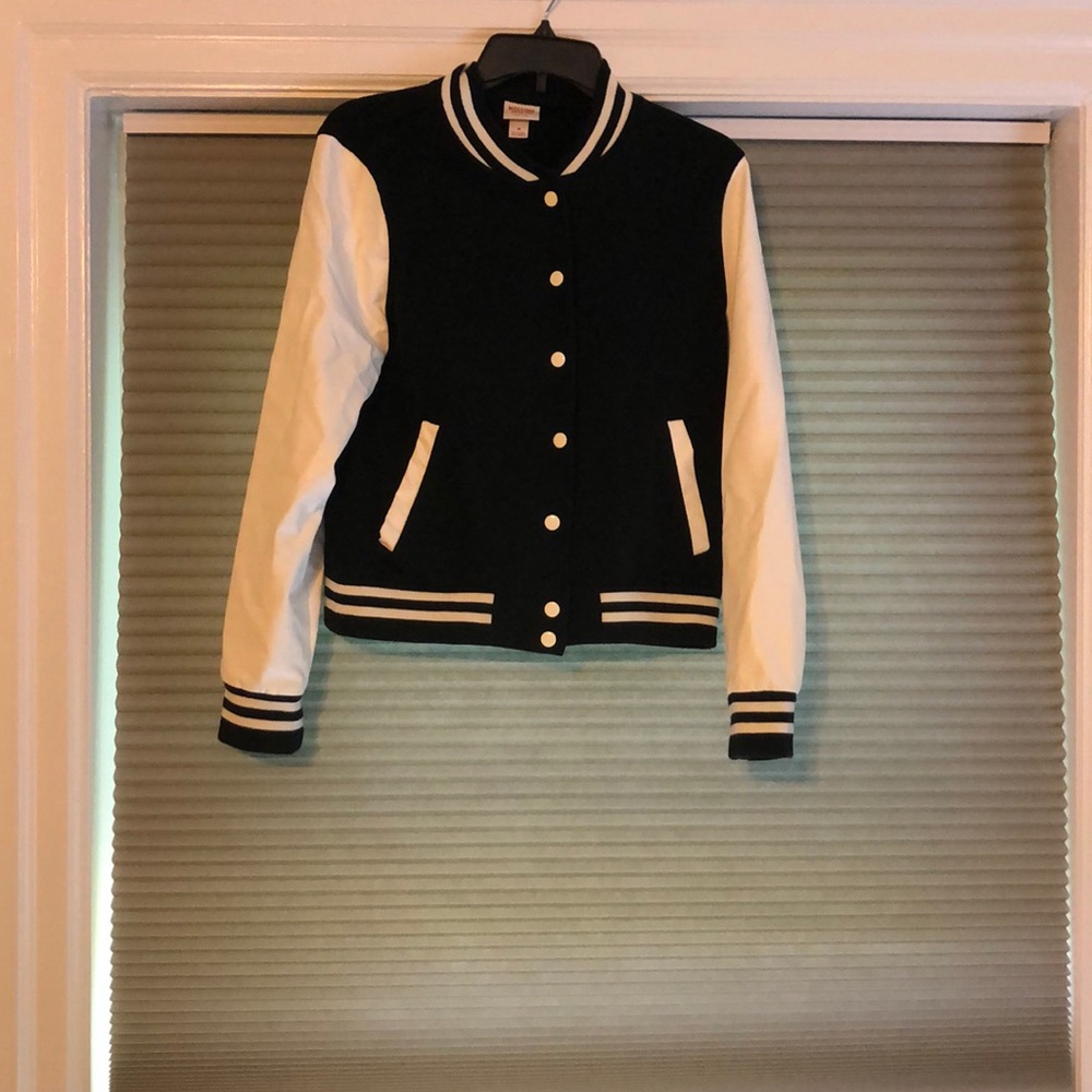 Black and white varsity jacket